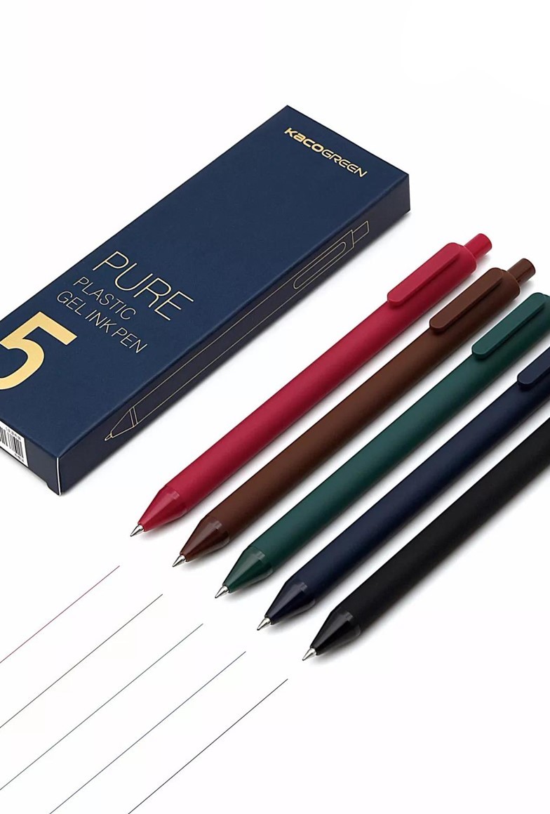 KACO 復古 原子筆 中性筆 簽字筆Vintage Color Five-piece Signature Pen, Retro, Ball Pen, Gel Pen, Sign Pen, 0.5mm, Fluent, Durable, Beautiful Color, Trendy Look