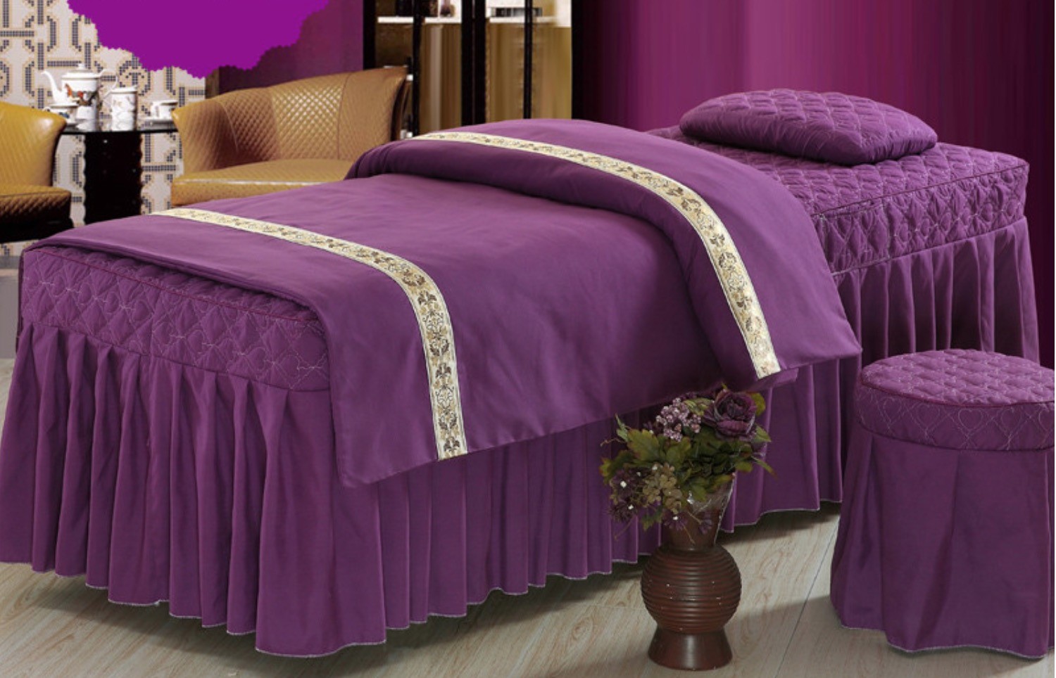[下單即贈送毛巾] [美容用品] [四件組] 美容床 按摩床 床罩 床單 床包 四件組 長180cm 寬60cm 高65cm