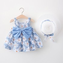 夏季小菊花洋裝女童裝 藍色 粉色 洋裝 童裝 夏裝 無袖洋裝 韓版 