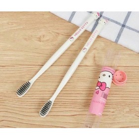[一組六隻][款式每季稍有不同] Hello Kitty 竹炭抗菌牙刷Bamboo charcoal antibacterial toothbrush, Soft Toothbrush, Effective Clean, For Both Adult and Children